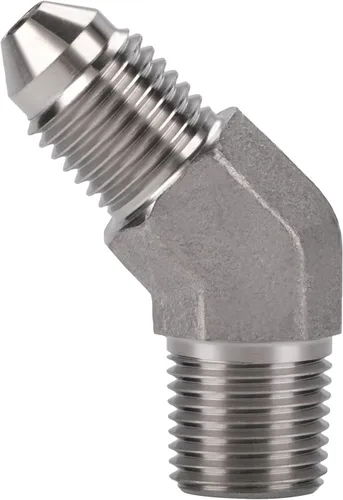 Miniatura 4 de 3AN macho acampanado a 1/8 NPT macho 45 grados adaptador de unión conector de tubería de acero inoxidable