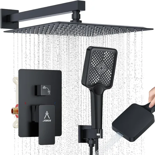 Sistema de Ducha Moderno de Lluvia de Latón Juego de Grifería con Válvula y Desviador Mezclador de Ducha con Ducha de Mano de Alta Presión Válvula