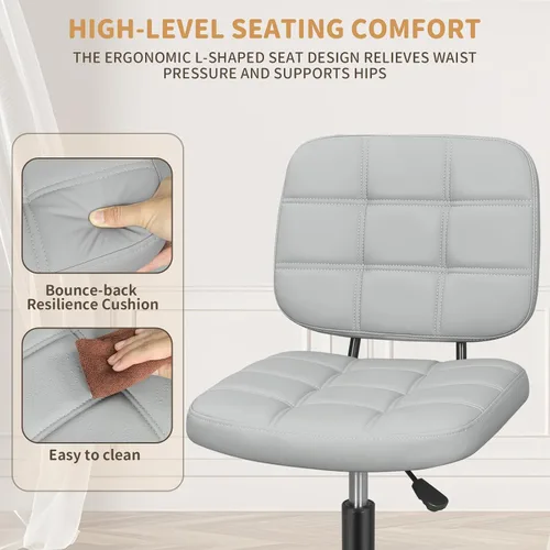 Miniatura 4 de ERGOSEAT Silla de Escritorio de Oficina en Casa sin Brazos con Ruedas, Silla de Dibujo Ergonómica Moderna Rodante con Ruedas Giratorias de 360°