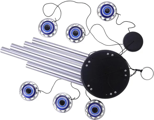 Miniatura 4 de Campanillas de viento con amuleto de ojo malvado azul para colgar al aire libre, atrapavientos con bendición de ojo malvado móvil, campanas