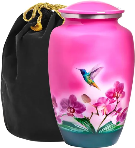Trupoint Memorials Urnas de Cremación para Cenizas Humanas de Adultos Mujeres, Urna Decorativa de Entierro para Hombres y Mujeres – Grande, Colibrí