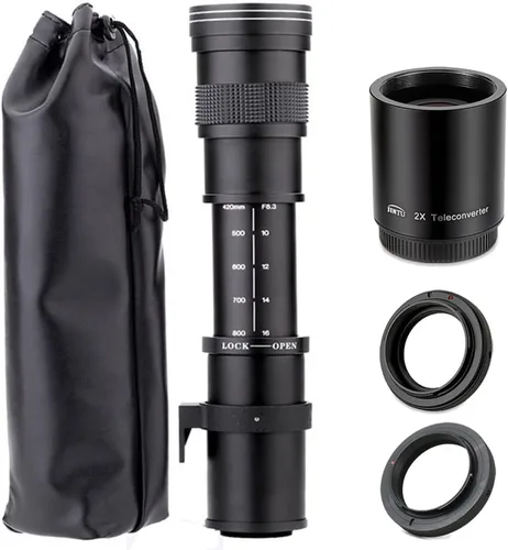JINTU Lente Zoom Telefoto 420-1600mm Enfoque Manual para Canon T7i T6 T6i T6s T7 T8i T3i, T4i, T5, T5i, SL2, SL1 4000D 2000D 80D 90D 5D 6D 7D II 60D