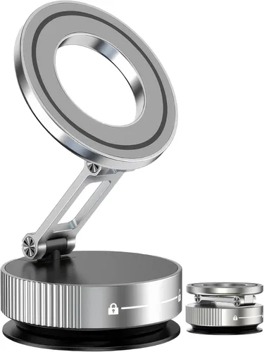Miniatura 8 de Magsafe - Soporte magnético para teléfono al vacío para automóvil, cuerpo de metal, soporte de teléfono con succión al vacío, soporte plegable
