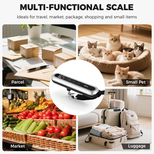 Miniatura 8 de Báscula de equipaje de viaje, báscula digital de maleta de 110 libras, báscula de peso portátil, báscula de equipaje de mano de acero inoxidable