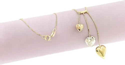 Miniatura 4 de Lucchetta - Collar de corazón de oro rosa amarillo blanco de 14 quilates, cadena de oro pequeña de 16 + 2 pulgadas, collares de oro macizo de 14