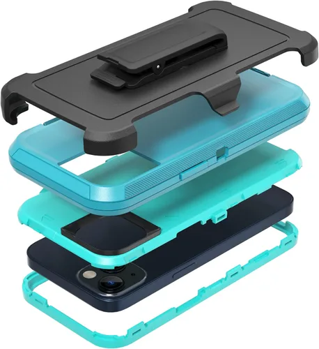 Miniatura 8 de Funda resistente para Apple iPhone 14, con clip para cinturón y soporte, resistente a prueba de golpes, funda protectora de cuerpo completo