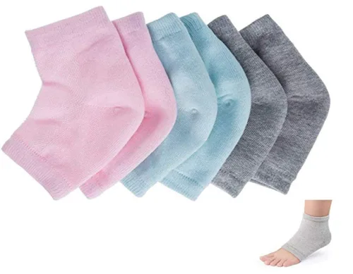 3 pares de calcetines hidratantes para el talón de gel, calcetines de spa sin dedos para tratamiento de cuidado de pies, talones agrietados, pies