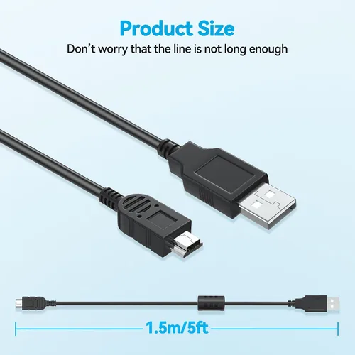 Miniatura 3 de Cable de sincronización de datos mini USB de 5 pies para Audio Technica ATR2100 USB Dynamic & Blue Yeti Micrófonos Blue Snowball iCE Micrófonos