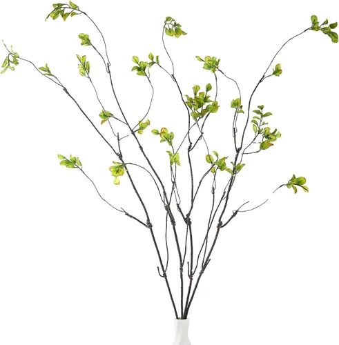 Miniatura 9 de 6Pcs 23.2inch Artificial Greenery Stems Artificial Ficus Branches Faux Ficus Twig Plants Green Silk Leaf Spray for Home Office Wedding Vase Filler