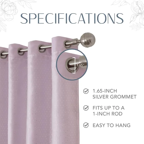 Miniatura 4 de Elrene Home Fashions Aurora - Cortina opaca transparente para niños, (lavanda), (52 x 63)