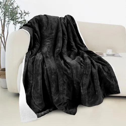 Miniatura 46 de Elegant Comfort - Manta reversible y ultra suave de franela con forro polar - Manta de sherpa navideña de invierno - Ligera, suave y acogedora