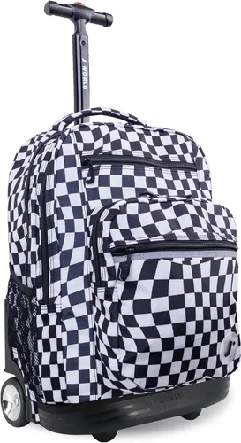 Miniatura 32 de J World Sundance Mochila Rodante para Laptop para Niñas y Niños. Mochila Escolar con Ruedas, Rombos negro, 20 pulgadas