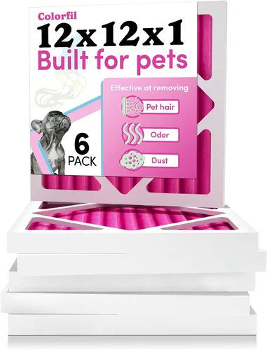 Colorfil - Filtro de aire de 12 x 12 x 1 pulgadas, filtros que cambian de color para olores de gatos y perros, filtro de aire acondicionado MERV 8