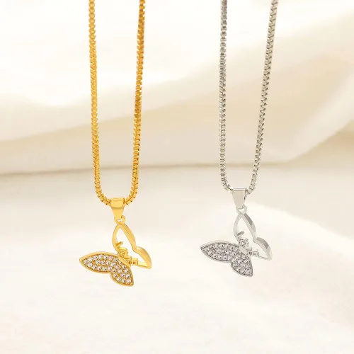 Miniatura 4 de IPMIDZHI Collares de mariposa chapados en forma de gargantilla con dije de diamante, regalo para el día de San Valentín, mujeres, adolescentes