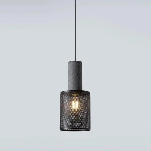 Miniatura 5 de Lámpara colgante de hormigón con pantalla de jaula de hierro, luz de suspensión de malla metálica retro, lámpara colgante de cemento para cocina