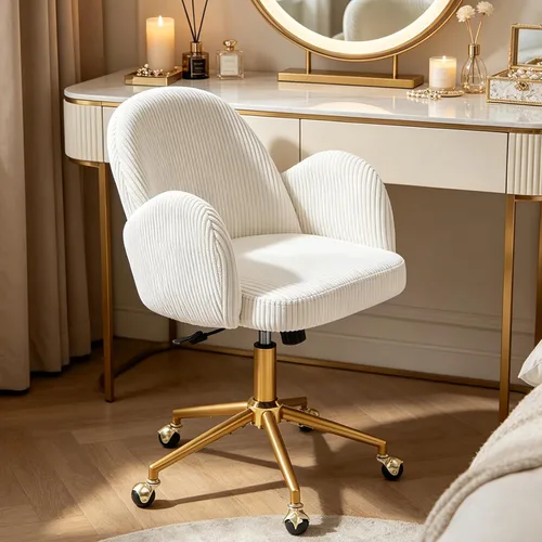 Miniatura 14 de ECHINGLE Silla de escritorio de oficina en casa, tapizada de terciopelo, moderna y cómoda, silla de oficina para mujer, ergonómica, ajustable