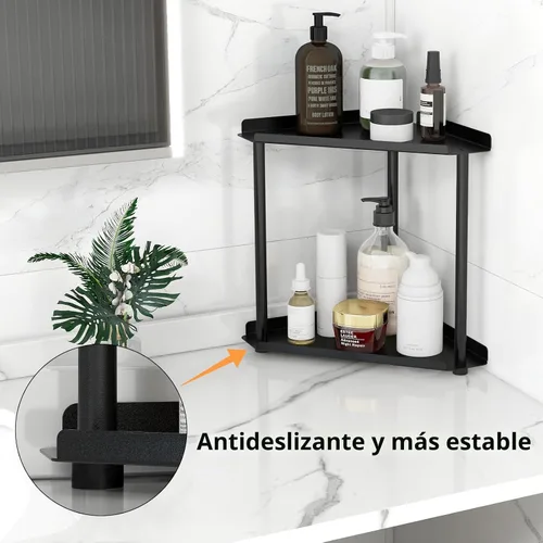 Miniatura 4 de FLE Organizador de mostrador de baño de esquina, organizador de baño, estante de almacenamiento de encimera para baño