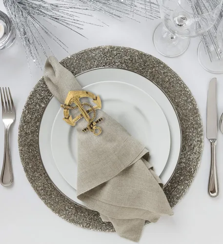 Miniatura 6 de Juego de 6 servilleteros dorados – Elegantes servilleteros de metal dorado, servilleteros de centro de mesa de lujo para cenas familiares, fiestas