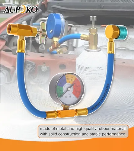 Miniatura 6 de Aupoko R1234YF Kit de manguera de carga de refrigerante, con abrelatas autosellantes LH de 1/2 pulgadas, acoplador rápido de lado bajo R1234YF