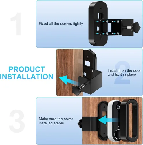 Miniatura 4 de Soporte antirrobo para timbre compatible con Arlo Video Doorbell 2K/HD (2ª generación), soporte de montaje ajustable sin taladro para cámara de Negro