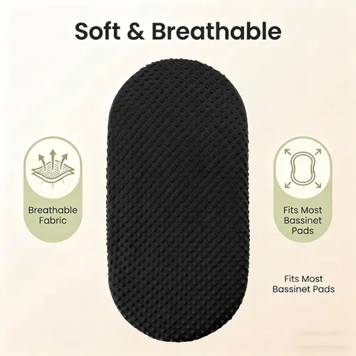 Miniatura 3 de Owlowla Bassinet Sheet,Ultra Soft Minky Cradle Sheets Universal Fitted Bassinet Pad/Mattress for Baby Boys Girls(Black)