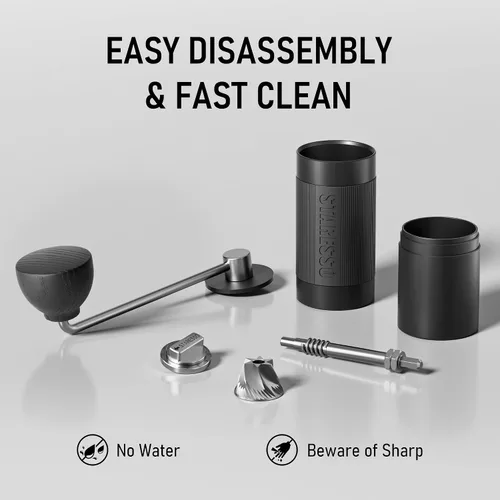 Miniatura 5 de STARESSO D6 PLUS - Molinillo de café manual portátil con ajuste numérico ajustable, rebaba cónica de acero inoxidable para moler consistente, fácil
