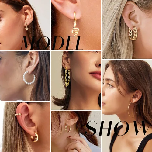 Miniatura 6 de Juego de 45 pares de aretes de aro dorados para niñas y mujeres, juego de aretes gruesos trenzados pequeños y grandes, aretes para mujer, paquete