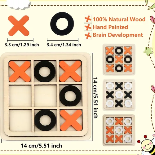 Miniatura 2 de Juego de 12 juegos de madera para niños, juego de mesa de madera XO, juego de mesa clásico para niños y niñas, juegos educativos, relleno de bolsas