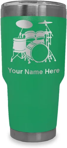 Miniatura 7 de LaserGram Vaso aislado al vacío de 20 onzas, juego de batería, grabado personalizado incluido (negro)