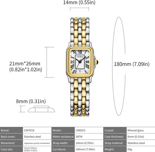 Miniatura 4 de Gold Watches for Women with Rectangular Case,Roman Dial,Vintage Bracelet,Water Resistant