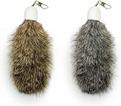 Paquete de 2 repuestos de juguete de piel de conejo natural para gatos, silenciosos e interactivos para gatos de interior, cabezales de repuesto