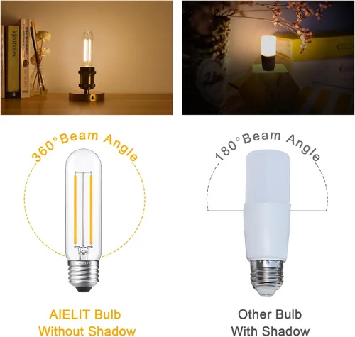 Miniatura 4 de Bombilla LED E26 regulable equivalente a 25 W, blanco cálido 2700 K, 200 lúmenes, bombillas tubulares LED vintage de 2 W T10/T30, bombilla Edison