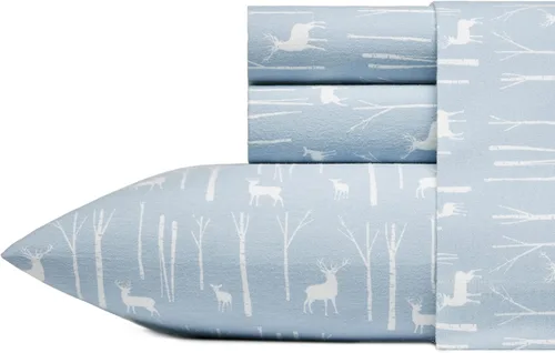 Miniatura 4 de Eddie Bauer - Sábanas individuales, juego de ropa de cama de franela de algodón, cepillada para mayor suavidad, decoración acogedora para el hogar