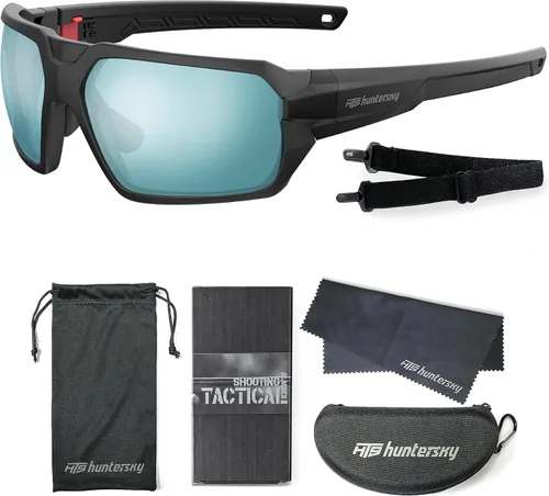 Miniatura 4 de HTS HUNTERSKY Ballistic Tactical ANSI Z87.1+ Impact Protection Anti Fog Shooting Glasses Military Grade Airsoft Range Negro azul