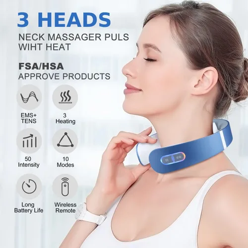 Miniatura 2 de Auxoliev Masajeador de cuello con calor, 9 modos y 50 de intensidad, masaje con temporizadores ajustables
