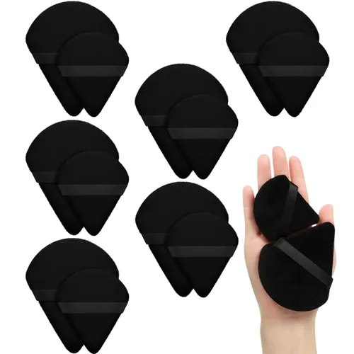 Esponja para polvo de cara con forma de triángulo, 12 piezas, para polvo suelto, suave, base cosmética, esponja mineral para productos en polvo,
