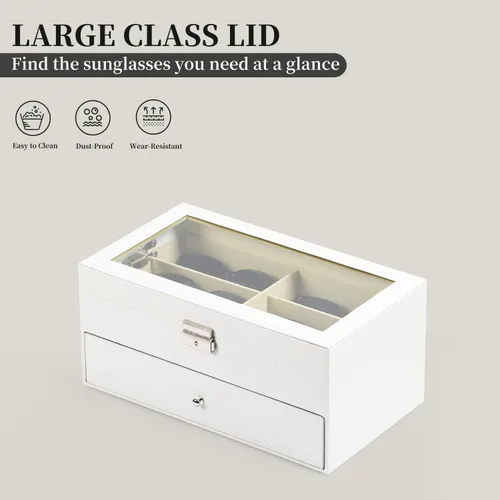 Miniatura 19 de AUTOARK AW-023 - Organizador de cuero para guardar lentes de sol, 12 piezas, color negro, AW-023