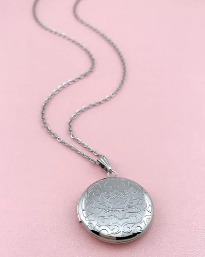 Miniatura 4 de Collar redondo con medallón que sostiene imágenes de forma de corazón, medallones en forma de círculo, regalo para joyas de niña, Esmalte