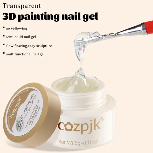 Miniatura 2 de Fcozpjk Gel de efecto cromado 3D, gel de escultura semisólido que no se limpia para frotar polvo de uñas cromado, geles de pintura transparente