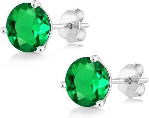 Miniatura 117 de Gem Stone King Aretes de oro de 14 quilates, 0.236 in, piedra natal redonda, Martini, 3 puntas, aretes de oro para mujer