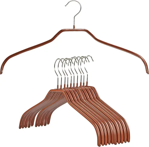 Miniatura 12 de MAWA - Perchas estrechas pequeñas de acero con revestimiento antideslizante, para camisas, vestidos, trajes, camisolas, chaquetas, gancho giratorio