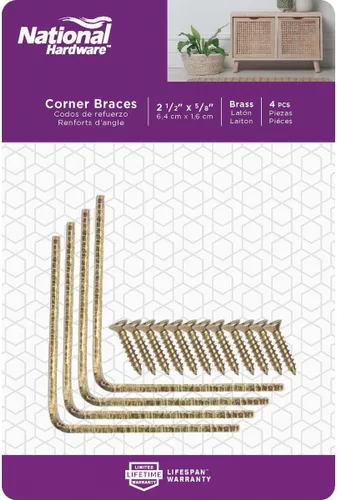 Miniatura 8 de NATIONAL MFG/SPECTRUM BRANDS HHI, 2-1/2" x 5/8", acabado de latón brillante Nacional/Spectrum Brands HHI N190-843 hierro de esquina