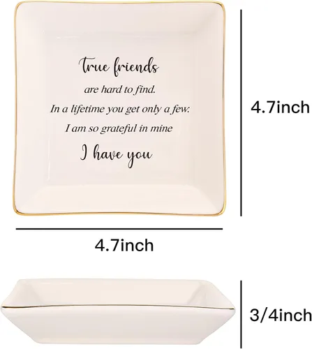 Miniatura 3 de Regalos de amistad para mujeres, plato de cerámica para joyas, bandeja de joyería, regalos de graduación de cumpleaños para buenas amigas, hermana