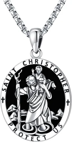 Miniatura 87 de Collar con colgante de plata de ley 925 con medalla de San Patrón, joyería religiosa para hombres y mujeres, con cadena de acero inoxidable 316L