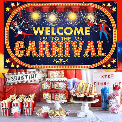 Miniatura 6 de KatchOn, Cartel de bienvenida al carnaval - Xtragrande, 72 x 44 pulgadas, juegos de carnaval, telón de fondo de carnaval para fiesta de cumpleaños