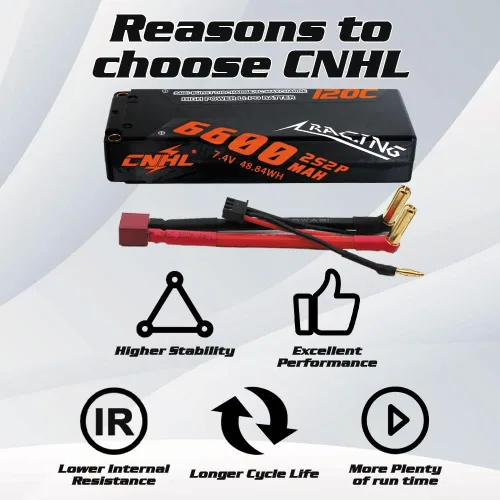Miniatura 4 de CNHL 2S Lipo Battery 6600mAh 120C 7.4V Estuche rígido con enchufe 5.0 Bullet T para RC Car Truck Boat Truggy Airplane Quadcopter Racing Hobby