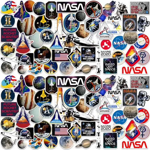 NASA Missions - Paquete variado de calcomanías de vinilo grandes de lujo, para laptop, botella de agua, álbumes de recortes, tableta, monopatín,