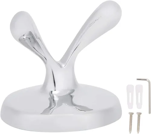 Miniatura 5 de Milltrip Ganchos de toalla, montado en la pared, doble gancho para bata de acero inoxidable, soporte para toallas para baño
