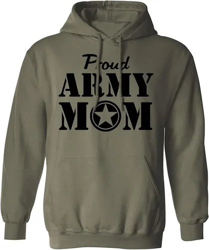zerogravitee Sudadera con capucha Proud Army Mom en verde militar