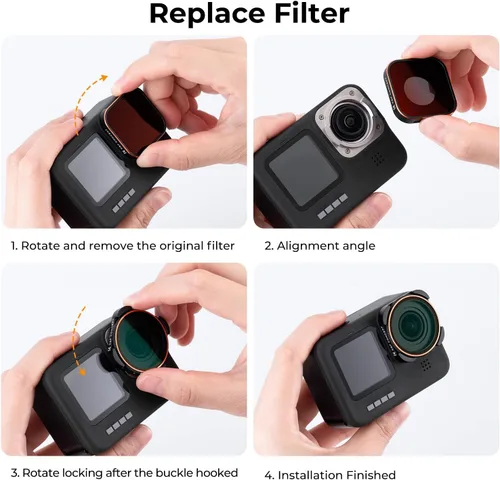Miniatura 6 de K&F Concept - Juego de 4 filtros para lentes ND8 ND16 ND32 CPL, compatible con GoPro Hero12 / Hero11 / Hero10 / Hero 9 Black, kit de filtros